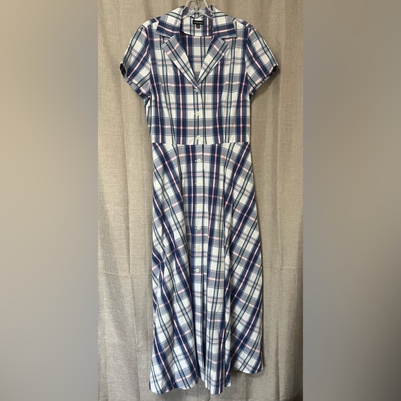 J. Peterman 1947 Plaid Shirtdress, size 6 NWOT - perfect for Derby Day! - Picture 3 of 6